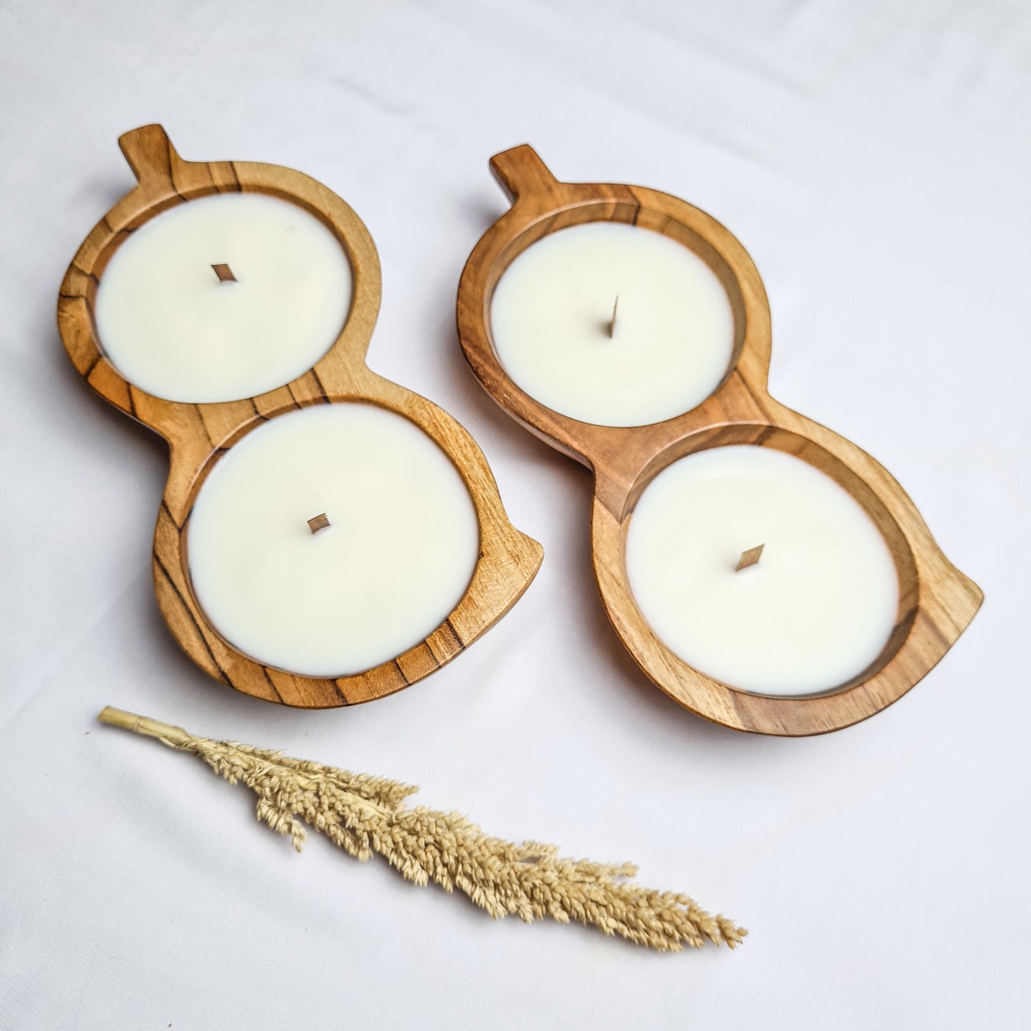 Teak wood bowl peanut candle | candle hand made aroma aromatherapy candles hand made eco wax soy coconut palm organic