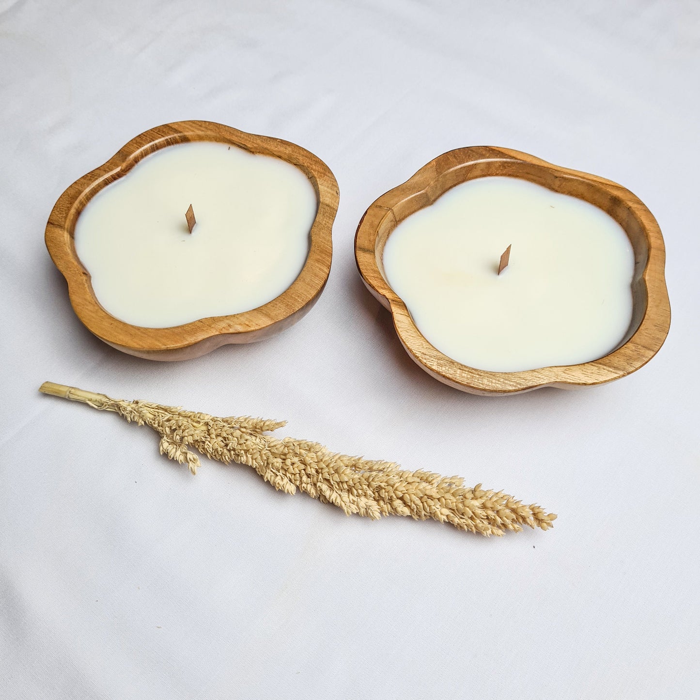 Teak wood candle Flower aroma aromatherapy candles hand made eco wax soy coconut palm organic wooden conteiner