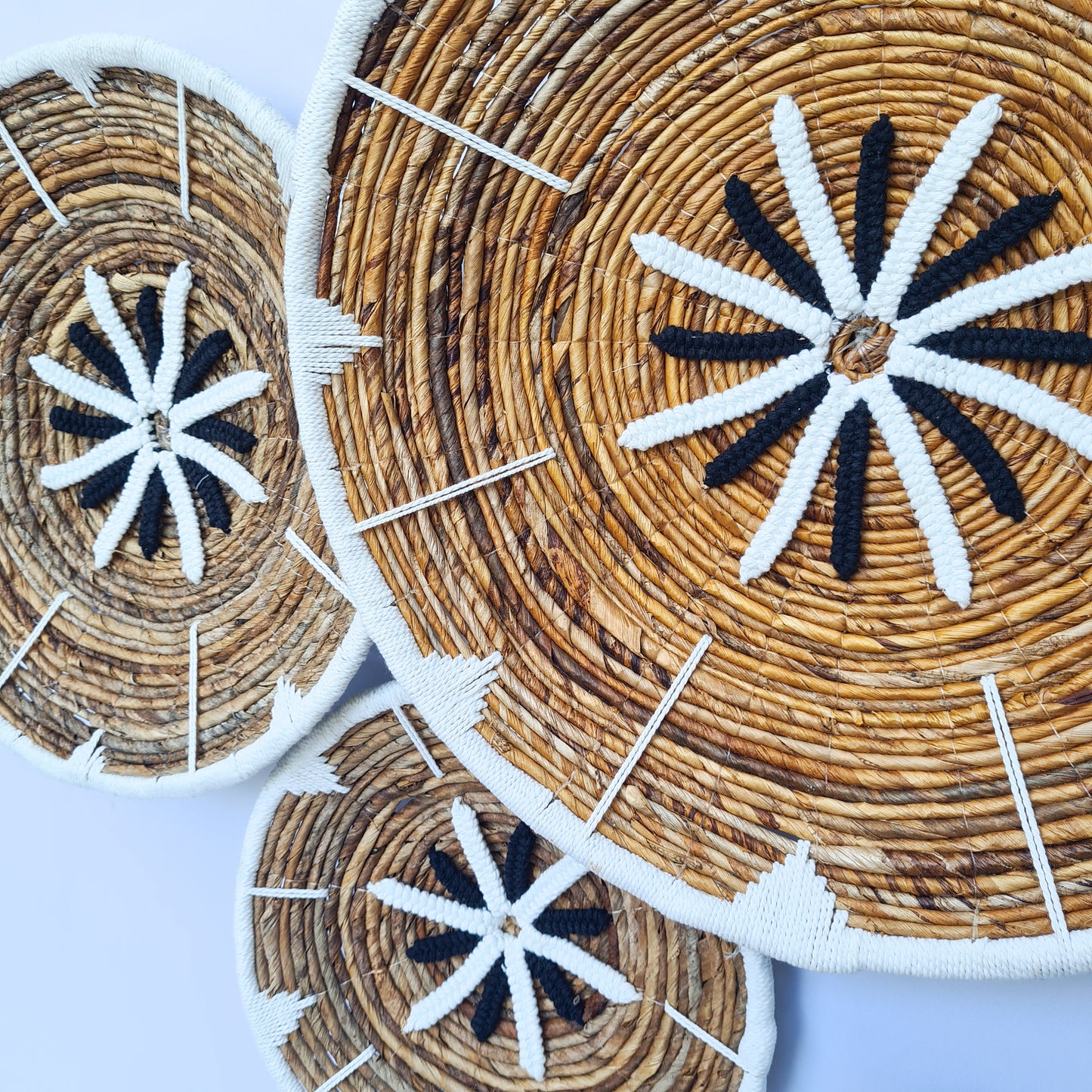 Wall decor basket 30 40 50cm banana leaf + macrame | wall decoration wall plates installation hangings boho wicker organic eco decor