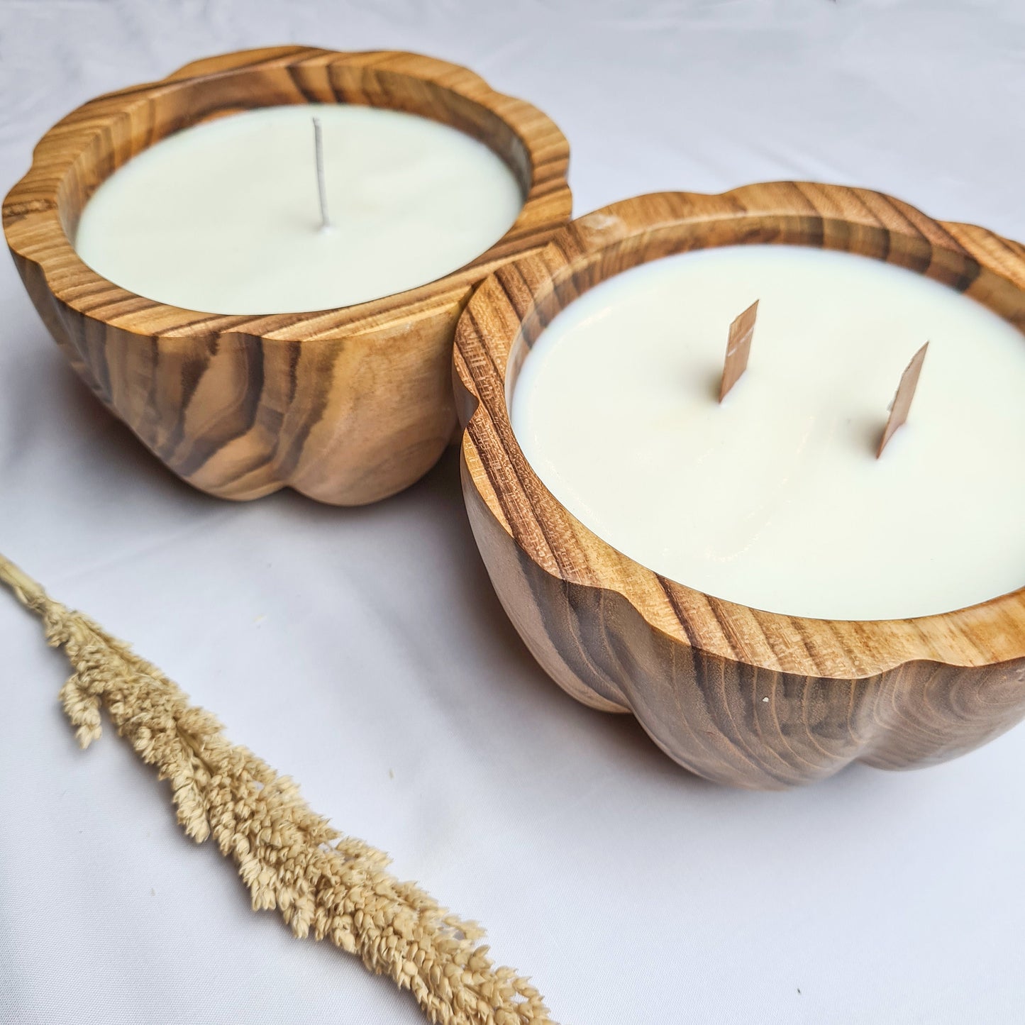 Teak wood Pumpkin candle aroma eco wax soy coconut palm organic aromatherapy candles hand made