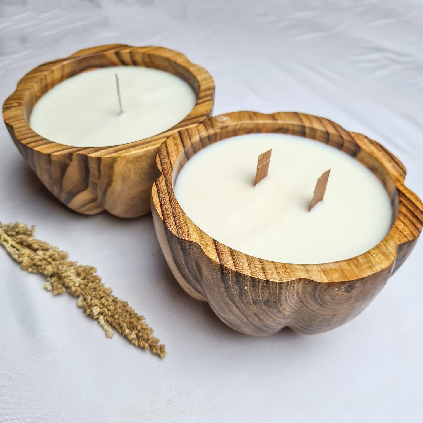 Teak wood Pumpkin candle aroma eco wax soy coconut palm organic aromatherapy candles hand made