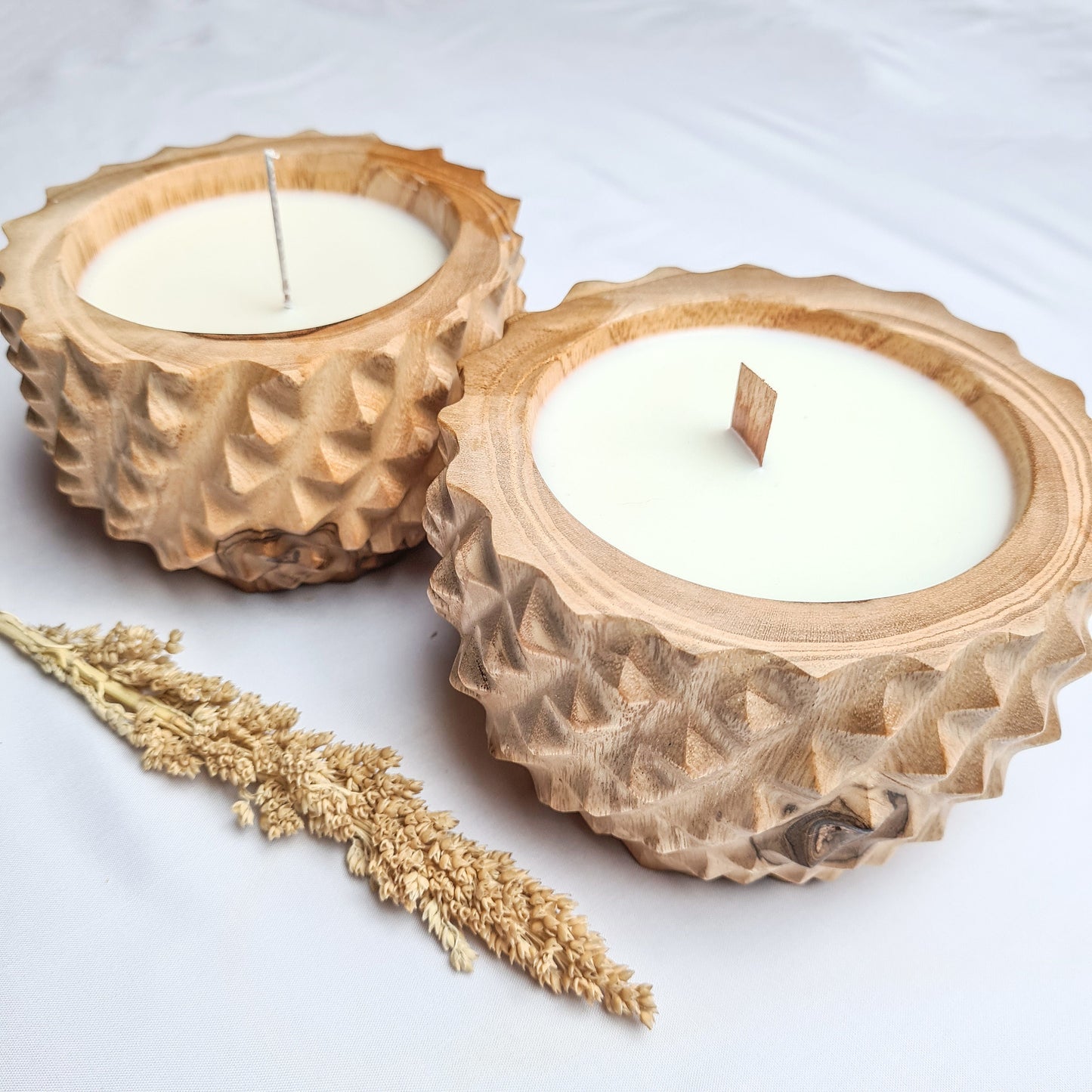 Teak wood Durian candle wax soy aroma eco coconut palm organic aromatherapy candles hand made container candle boho style