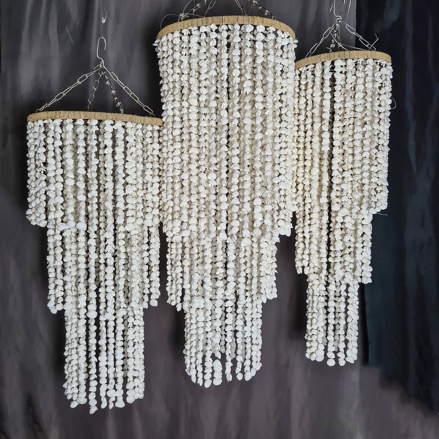Shell lampshade pendant chandelier lamp boho decor seashells decoration lighting