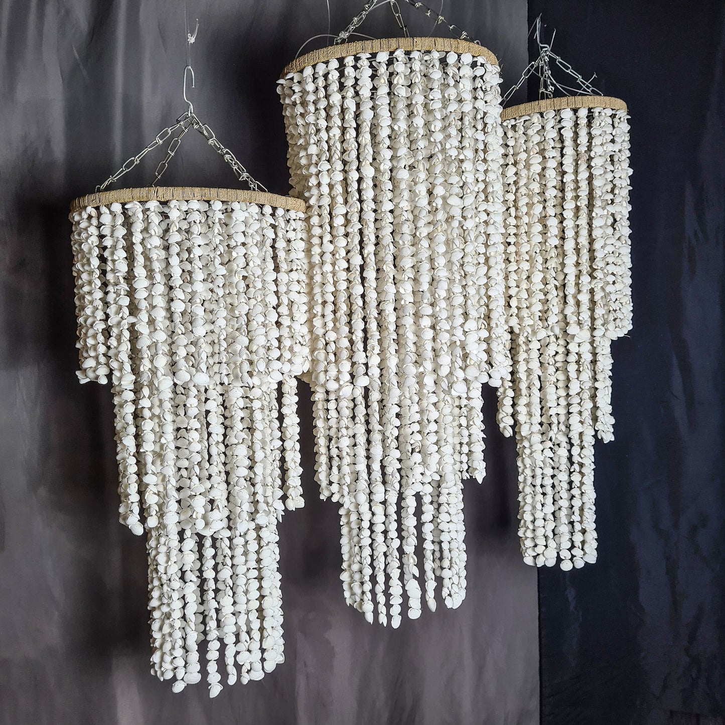 Shell lampshade pendant chandelier lamp boho decor seashells decoration lighting