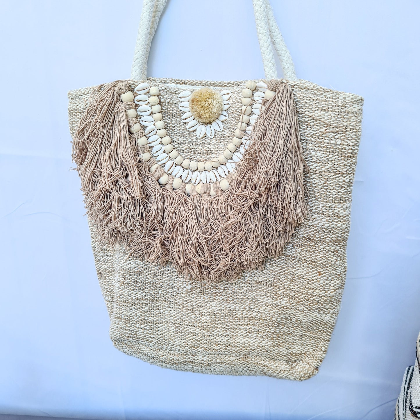 Linen wicker bag 40x38cm bali summer beach bag | handbag shoulder bag hand basket woven bag purse case pouch satchel sac