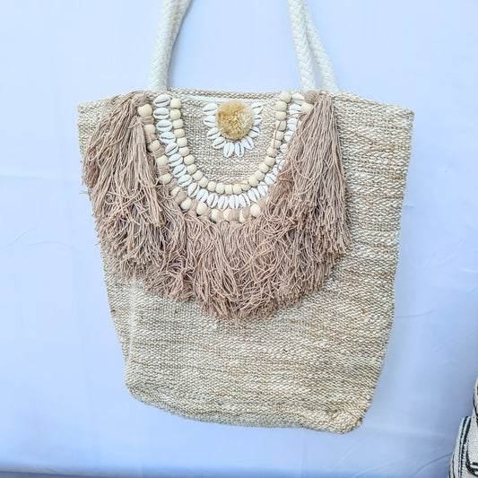 Linen wicker bag 40x38cm bali summer beach bag | handbag shoulder bag hand basket woven bag purse case pouch satchel sac