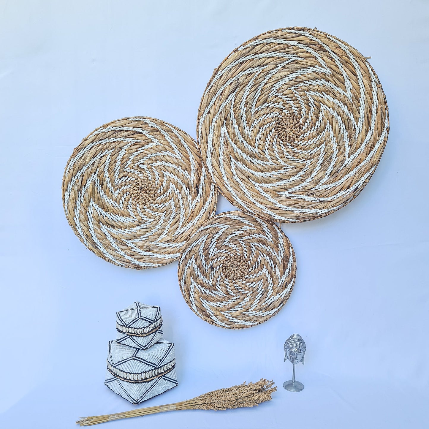 Wall decor basket 40 50 60cm water hyacinth organic decor wall installation wall hangings plates boho wicker wall decoration