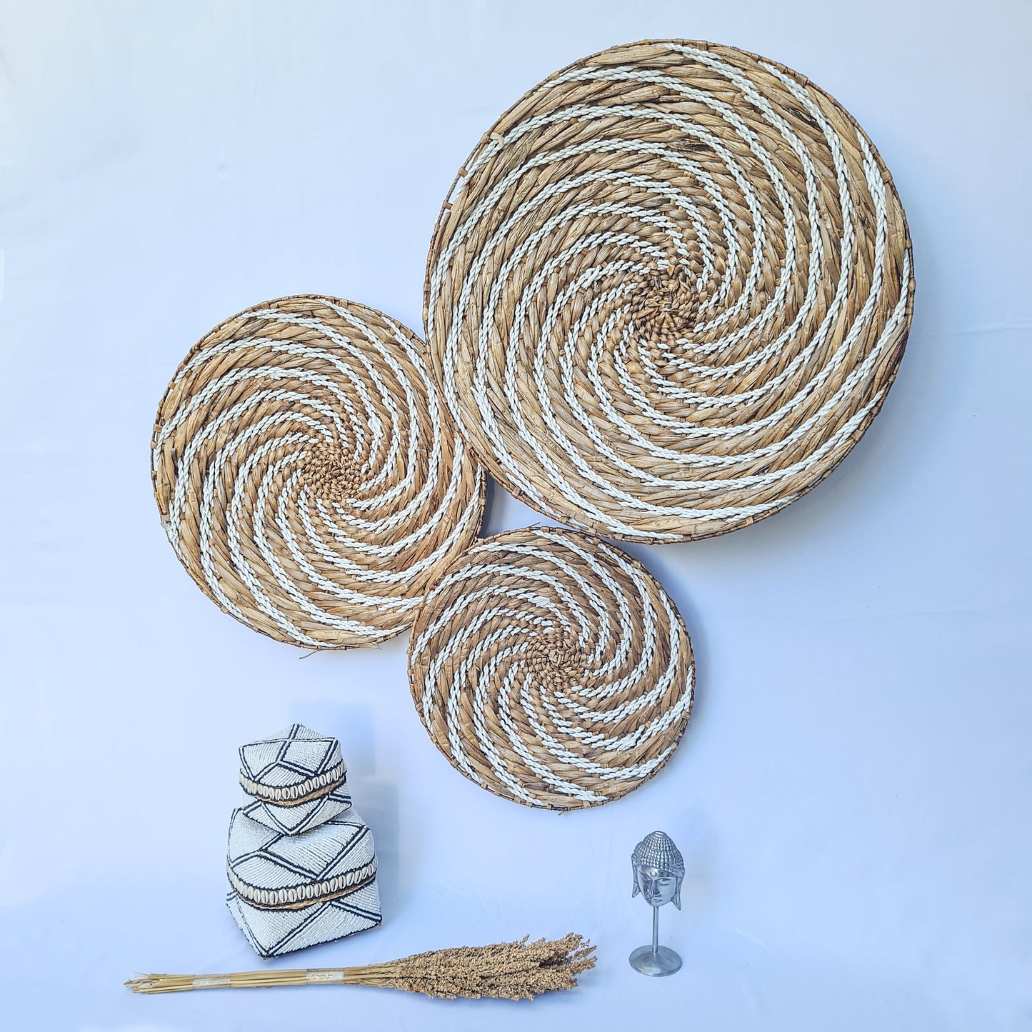Wall decor basket 40 50 60cm wall decoration water hyacinth organic decor wall installation wall hangings plates boho wicker
