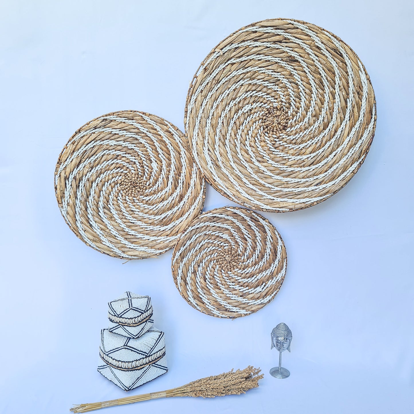 Wall decor basket 40 50 60cm wall decoration water hyacinth organic decor wall installation wall hangings plates boho wicker