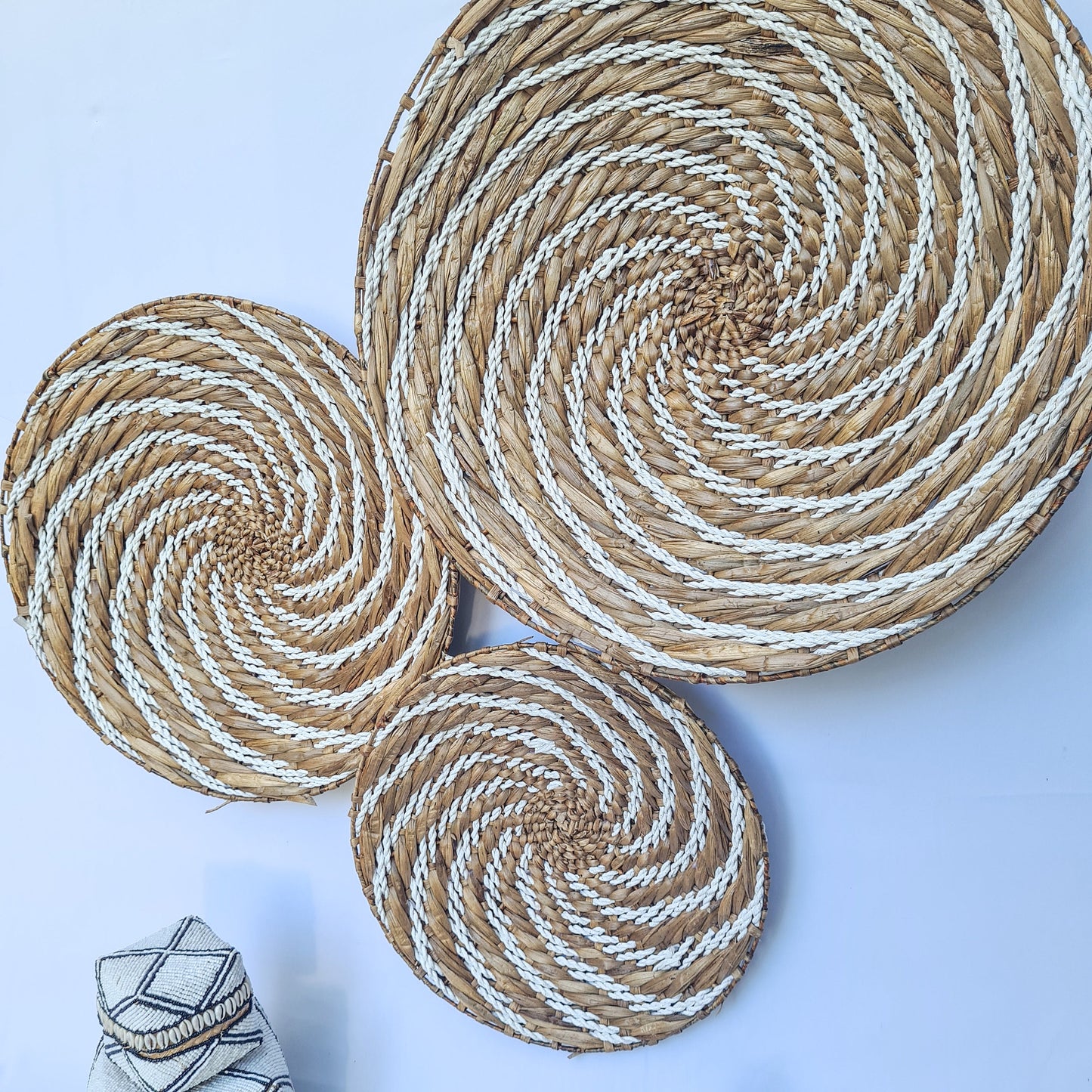 Wall decor basket 40 50 60cm wall decoration water hyacinth organic decor wall installation wall hangings plates boho wicker