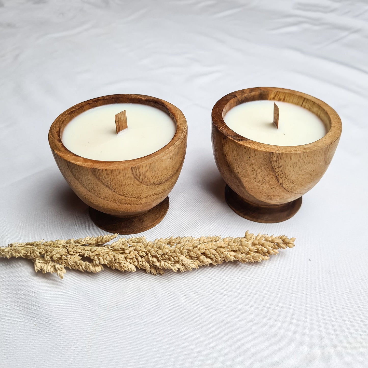 Teak wood candle aroma aromatherapy candles hand made eco wax soy coconut palm organic