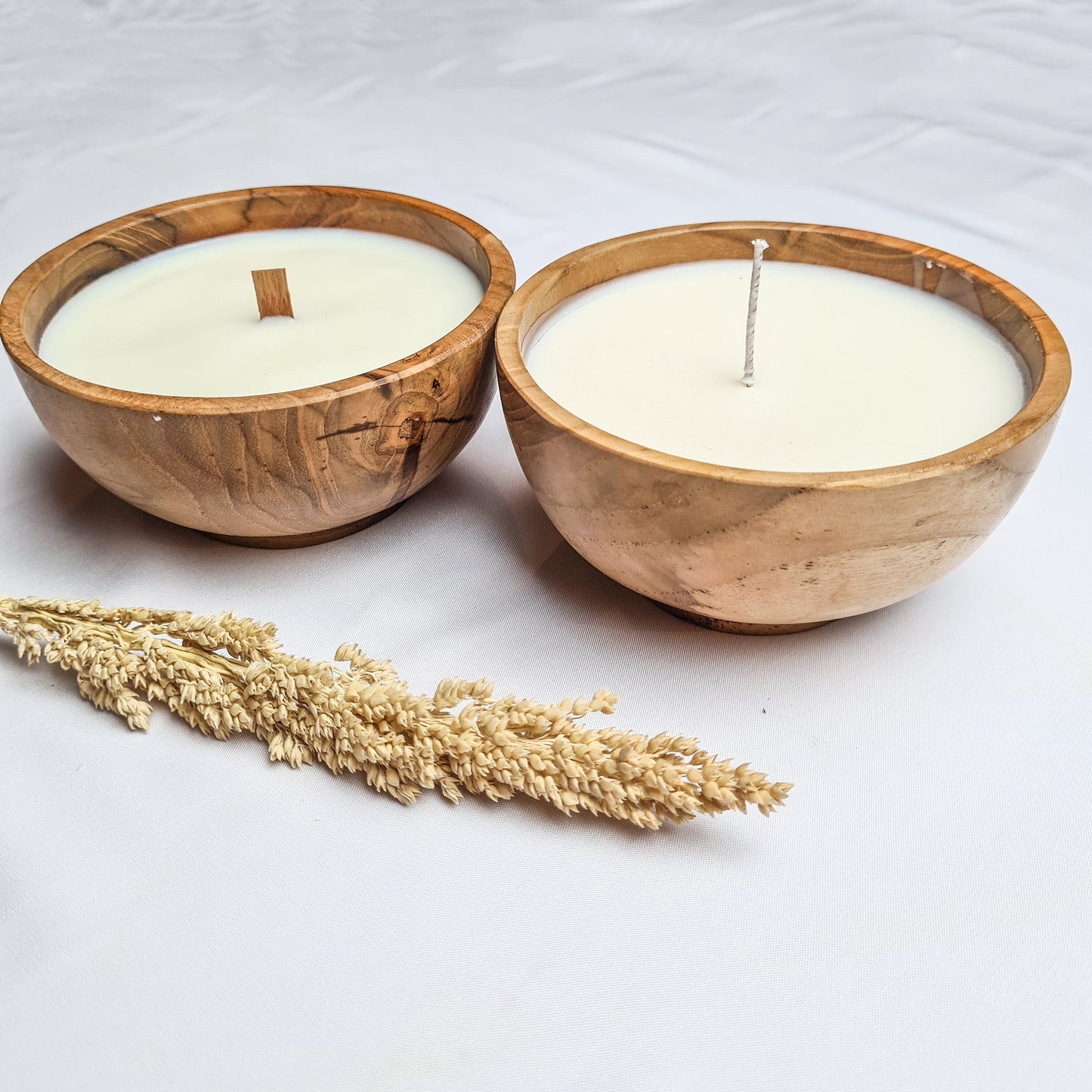 Teak wood bowl candle hand made aroma aromatherapy candles hand made eco wax soy coconut palm organic