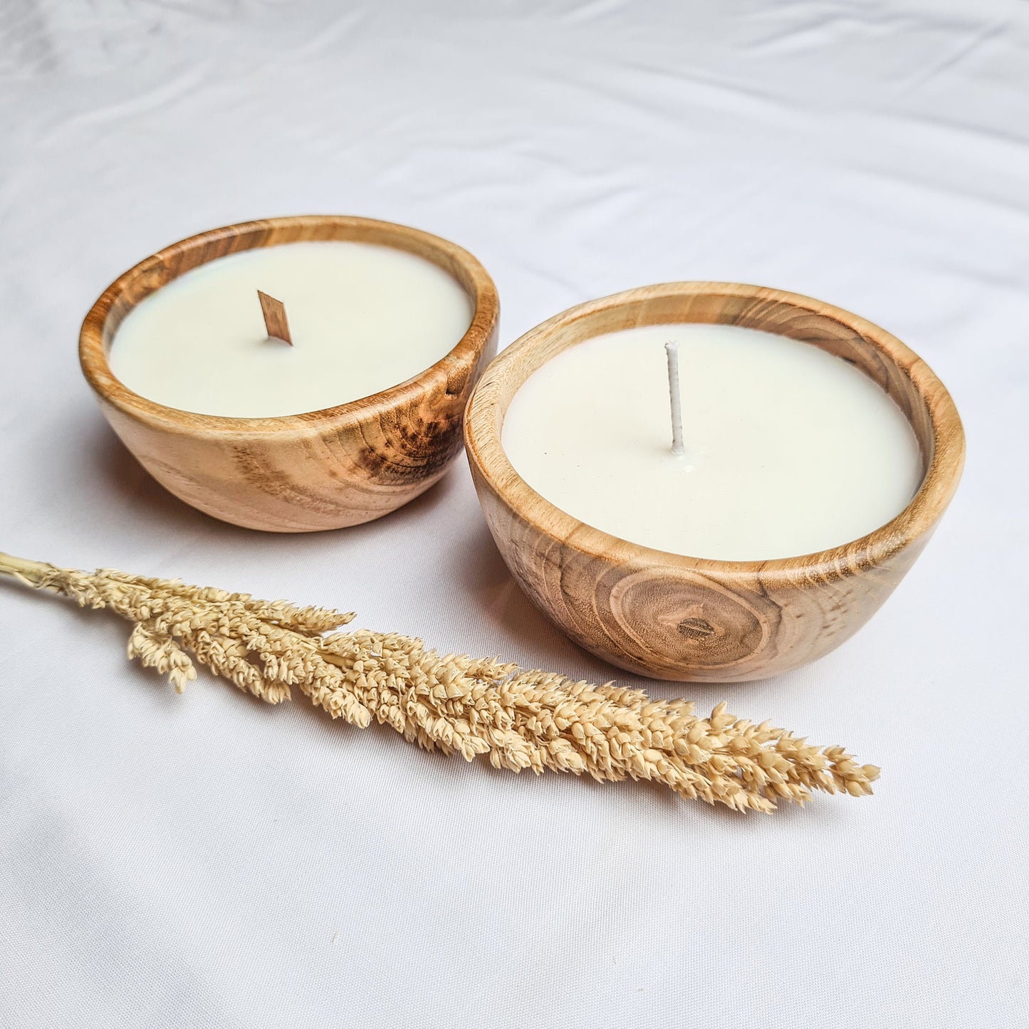 Teak wood bowl candle hand made aroma aromatherapy candles hand made eco wax soy coconut palm organic