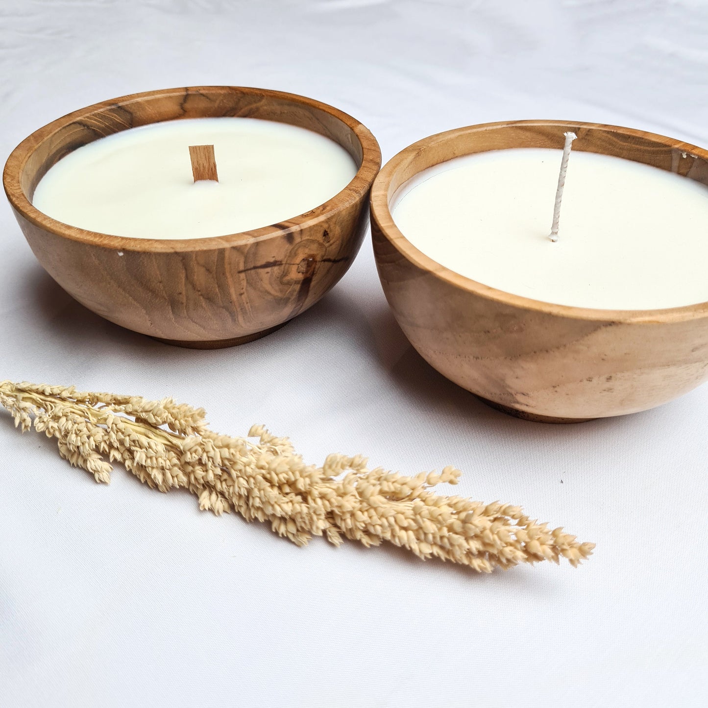 Teak wood bowl candle hand made aroma aromatherapy candles hand made eco wax soy coconut palm organic