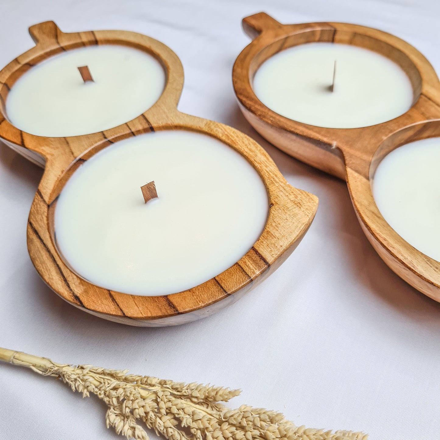 Teak wood bowl peanut candle | candle hand made aroma aromatherapy candles hand made eco wax soy coconut palm organic