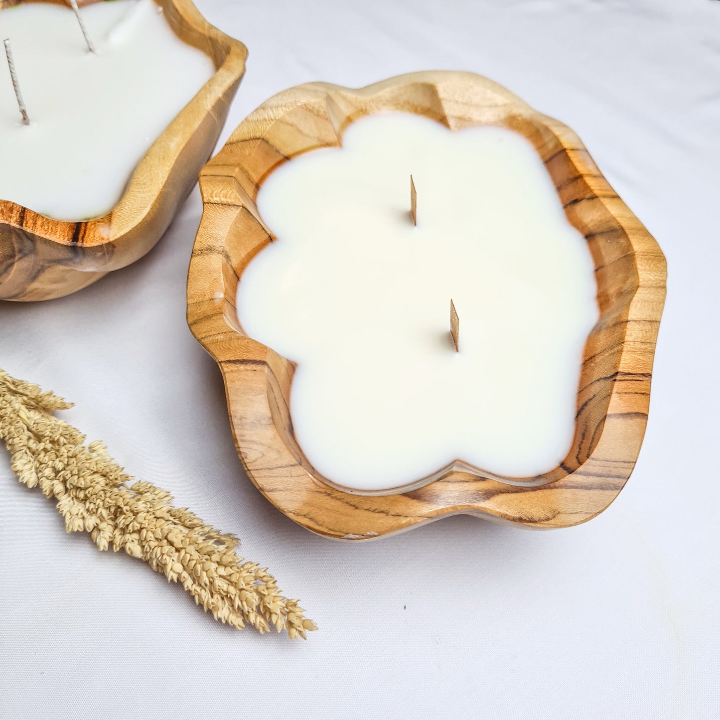 Teak wood shell candle hand made aroma aromatherapy candles hand made eco wax soy coconut palm organic