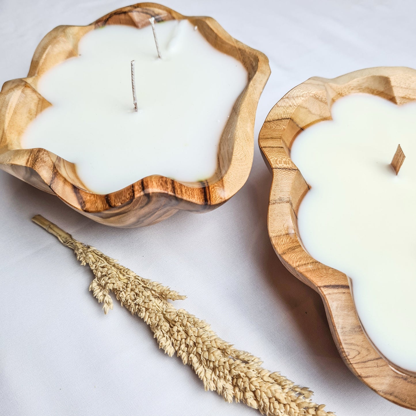 Teak wood shell candle hand made aroma aromatherapy candles hand made eco wax soy coconut palm organic