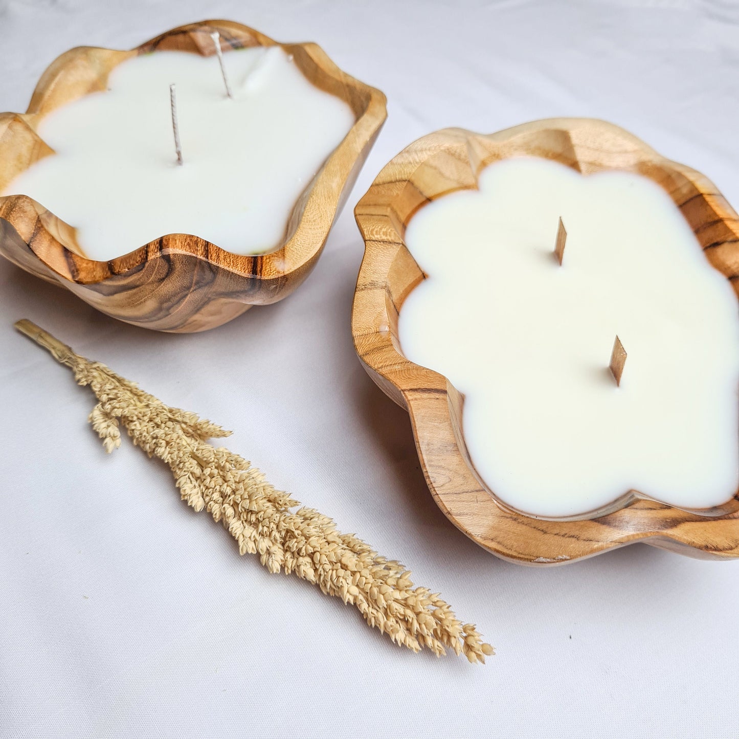 Teak wood shell candle hand made aroma aromatherapy candles hand made eco wax soy coconut palm organic