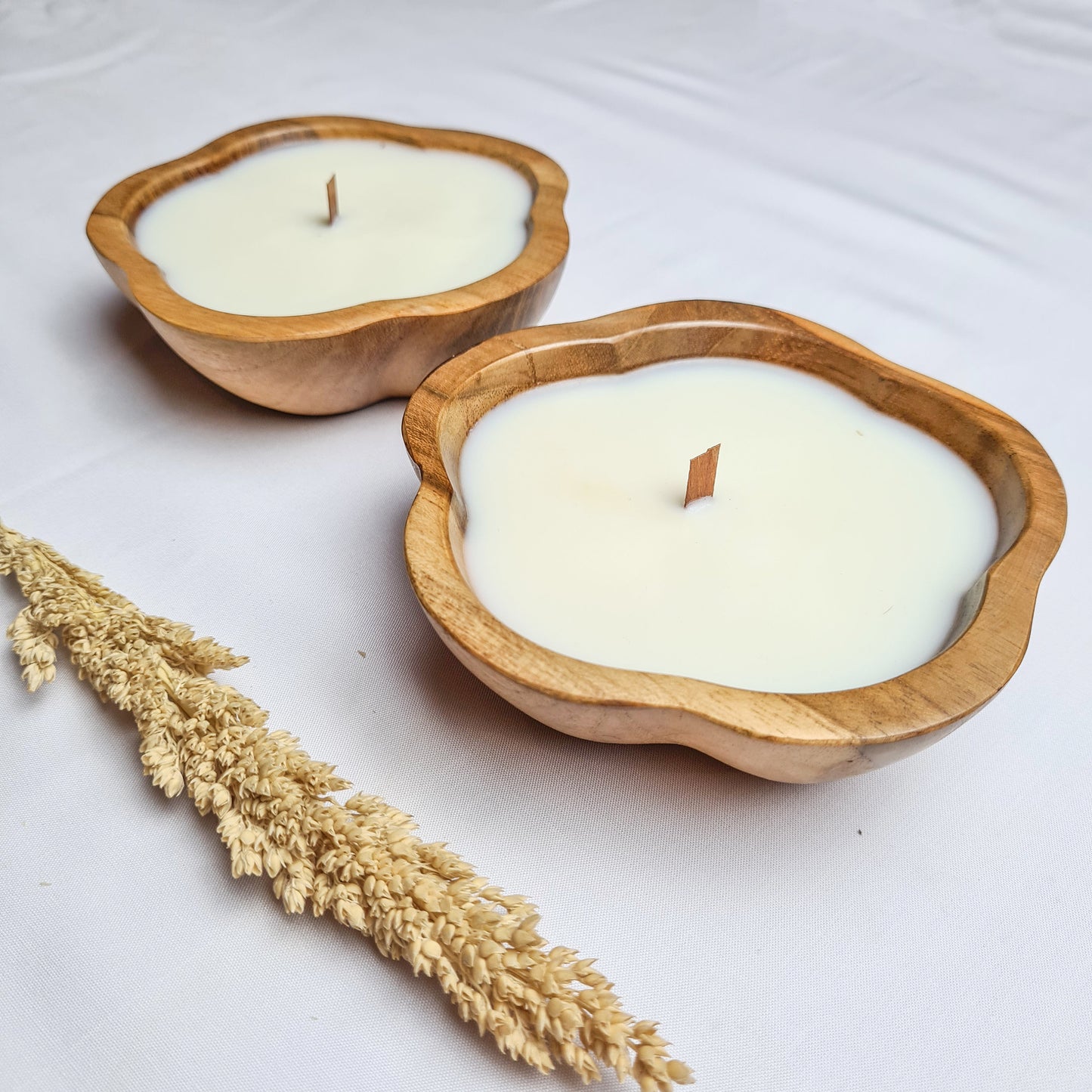 Teak wood candle Flower aroma aromatherapy candles hand made eco wax soy coconut palm organic wooden conteiner