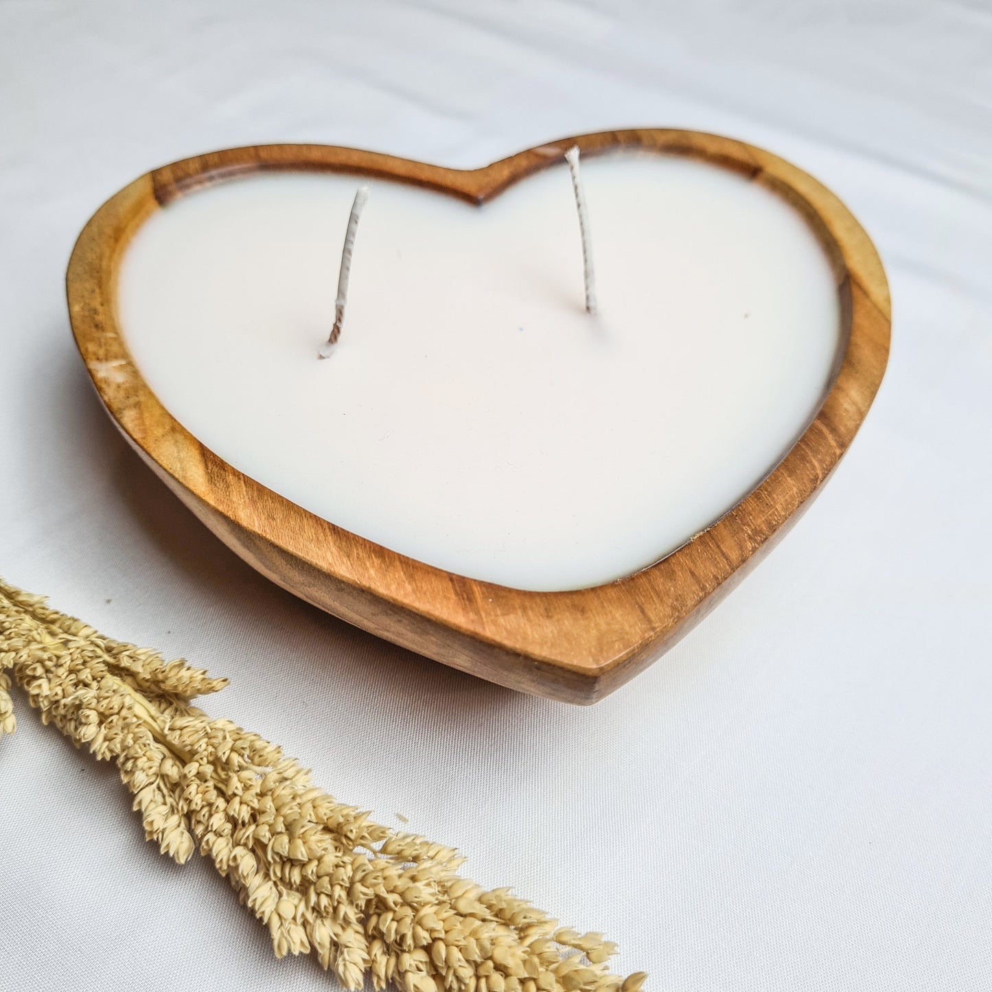 Teak wood Heart candle aroma aromatherapy candles hand made eco wax soy coconut palm organic