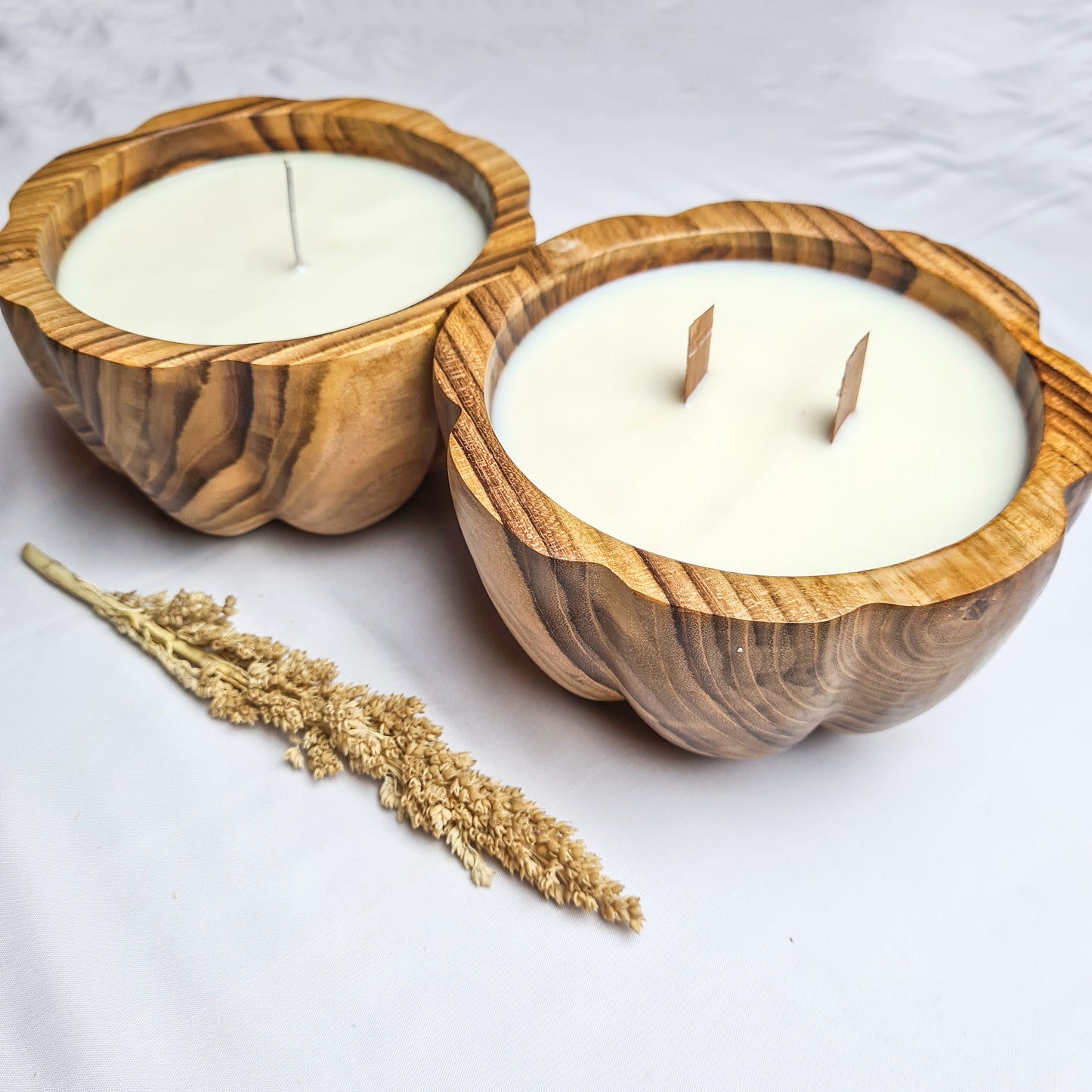 Teak wood Pumpkin candle aroma eco wax soy coconut palm organic aromatherapy candles hand made