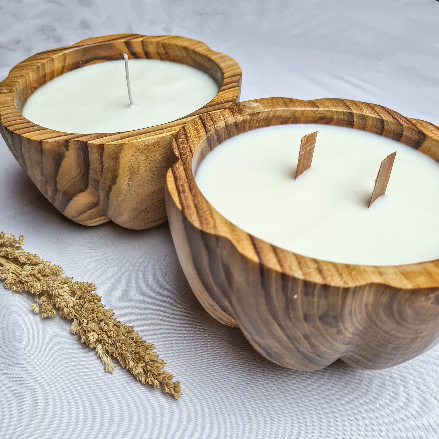 Teak wood Pumpkin candle aroma eco wax soy coconut palm organic aromatherapy candles hand made