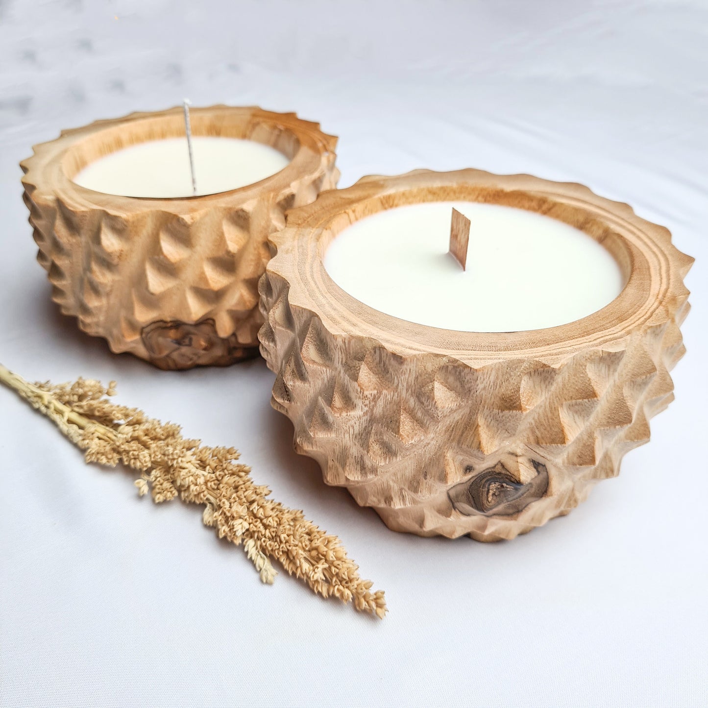 Teak wood Durian candle wax soy aroma eco coconut palm organic aromatherapy candles hand made container candle boho style