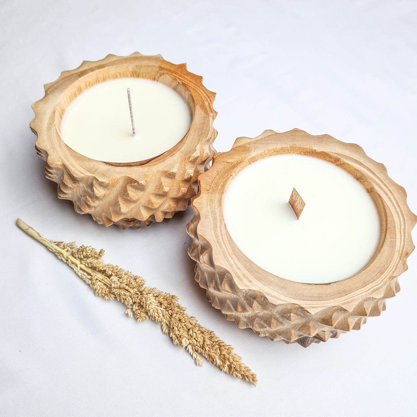 Teak wood Durian candle wax soy aroma eco coconut palm organic aromatherapy candles hand made container candle boho style