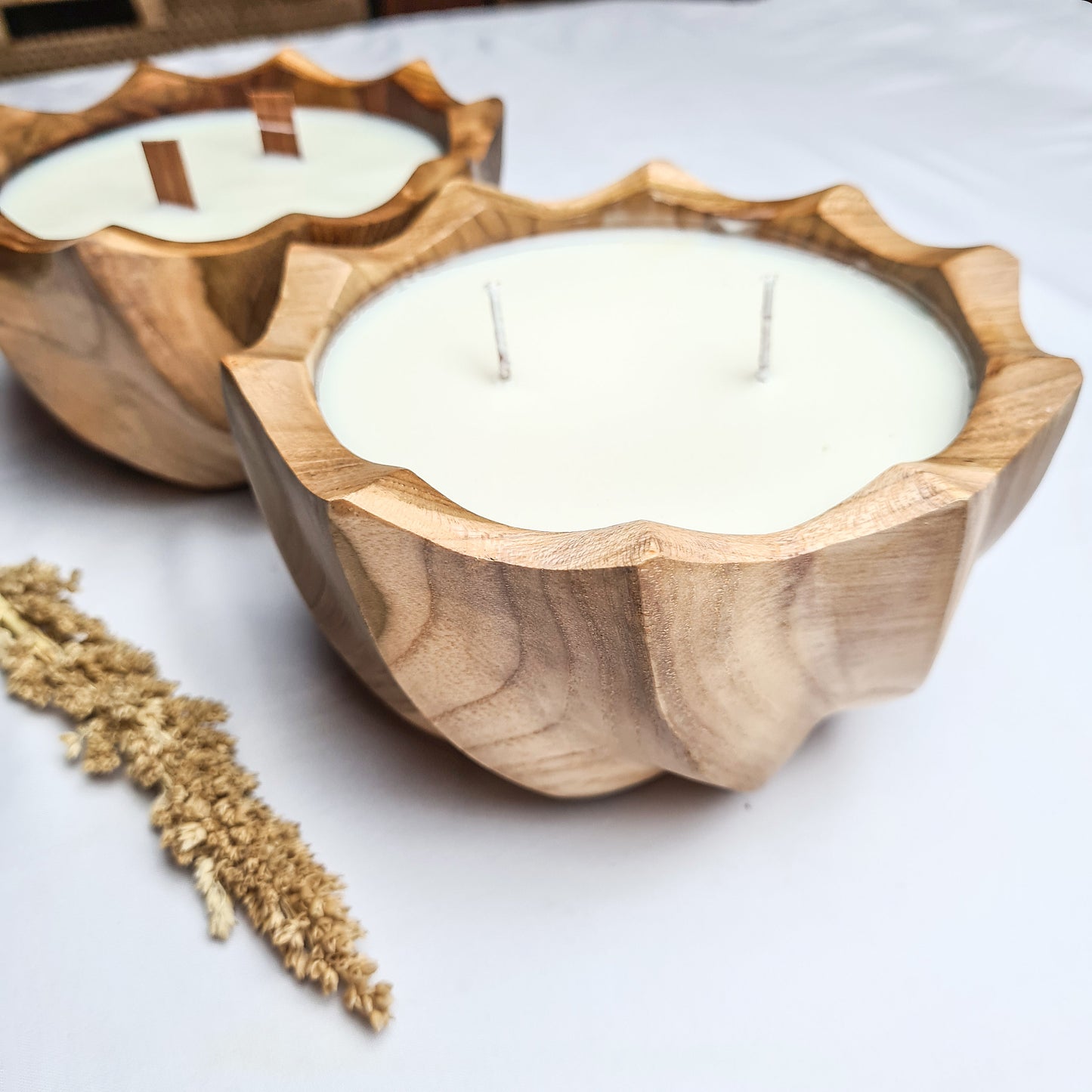 Teak wood Screw eco candle aroma wax soy coconut palm organic aromatherapy candles hand made