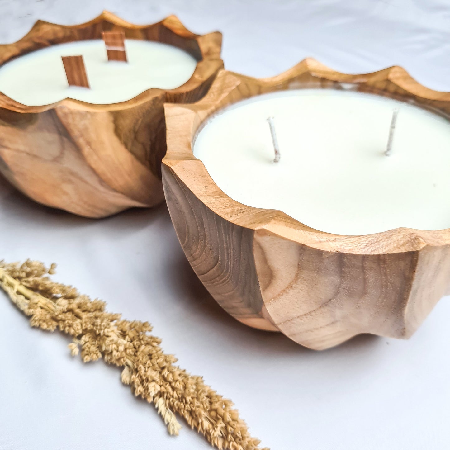 Teak wood Screw eco candle aroma wax soy coconut palm organic aromatherapy candles hand made